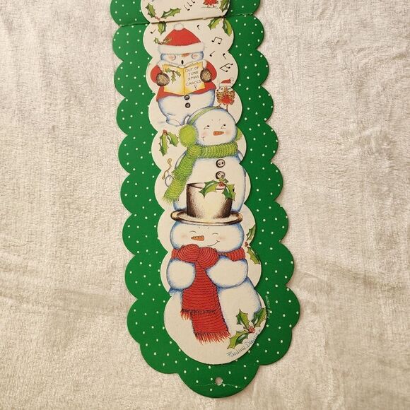 Vintage Christmas Cardboard Wall Decor with Santa and Snowmen - Picture 3 of 10